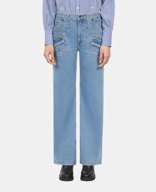 The Kooples FEMME BLUE jean flare bleu