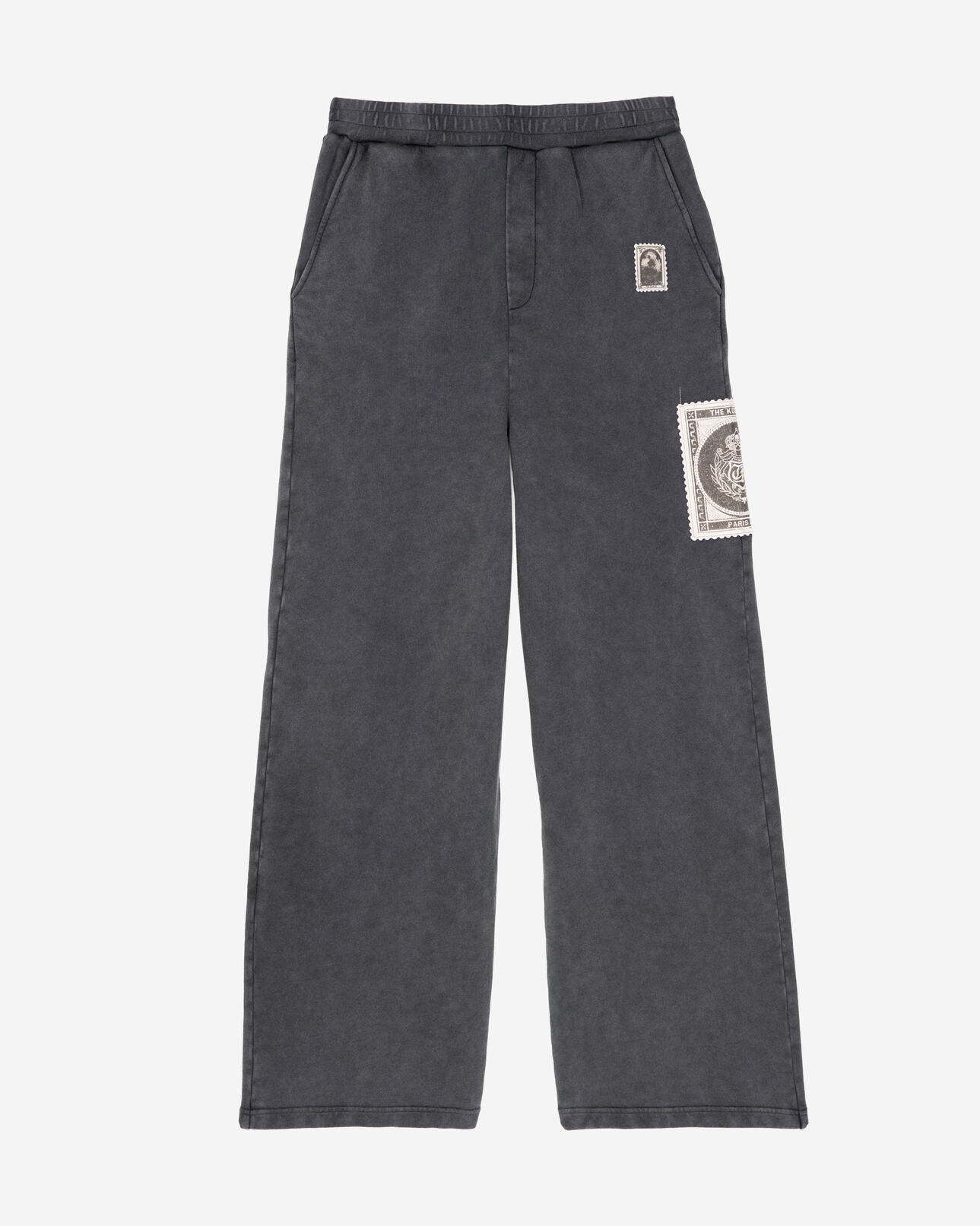 The Kooples HOMME BLACK WASHED bas de jogging droit avec patchs noir