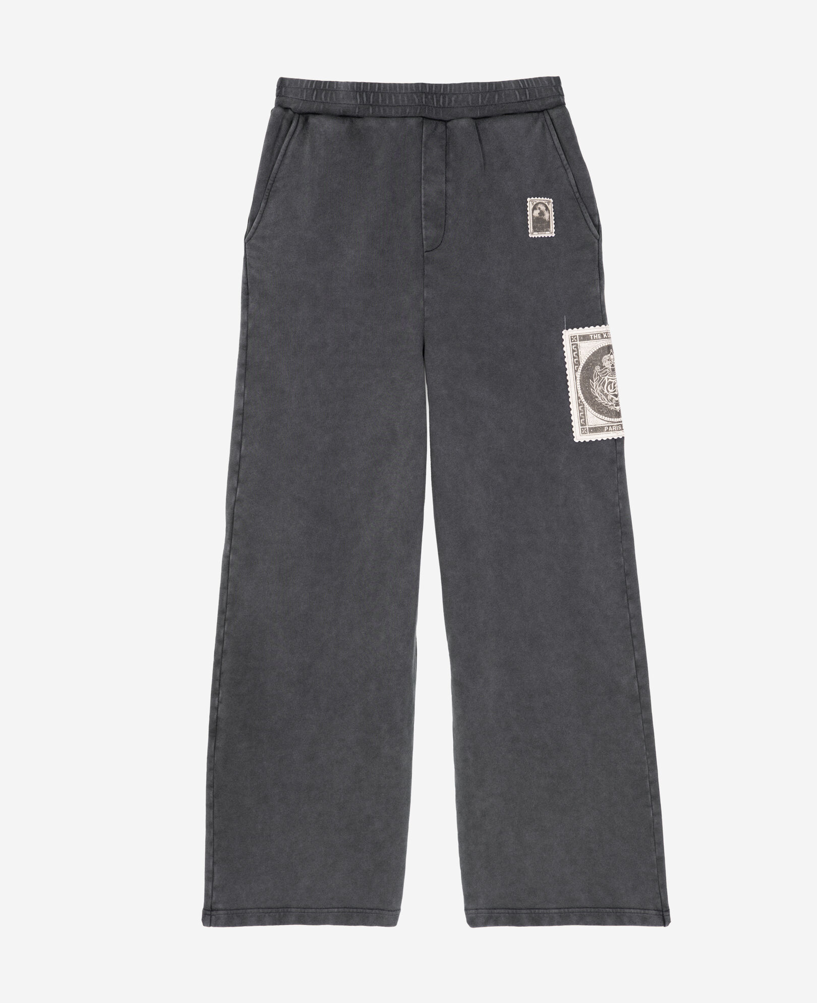 The Kooples HOMBRE BLACK WASHED pantalones jogging rectos parches negro