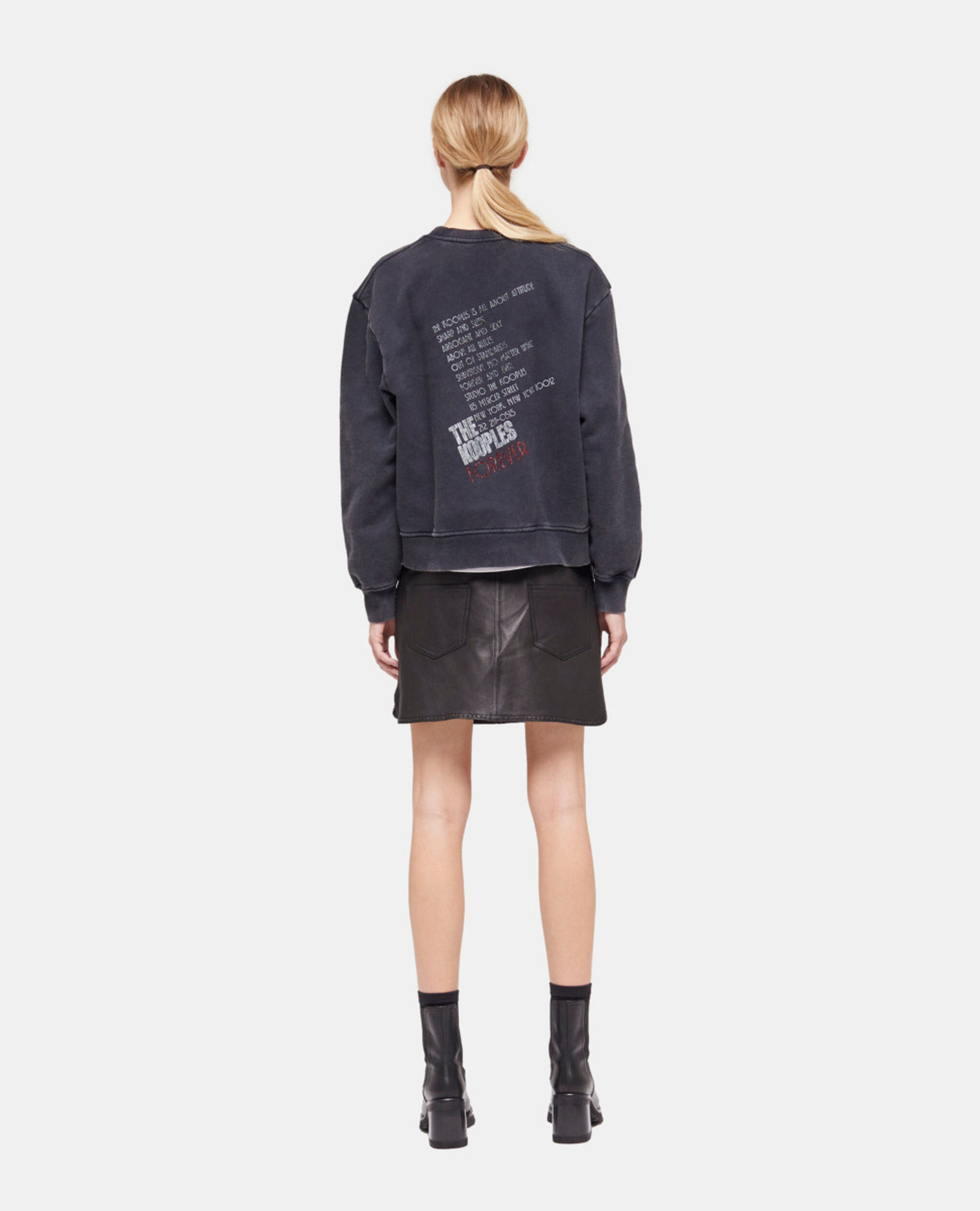 Sweatshirt sérigraphié tigre noir, BLACK WASHED, hi-res image number null