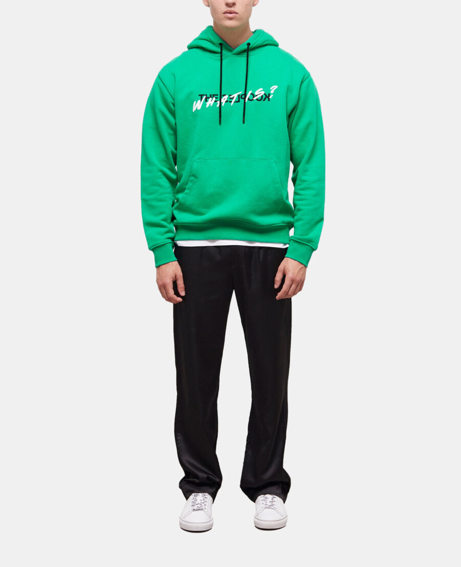 The Kooples HERREN GREEN gr&uuml;nes sweatshirt mit &bdquo;what is&ldquo;-schriftzug