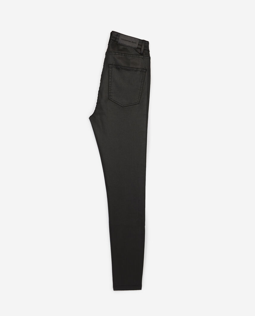 The Kooples FEMME BLACK jean slim effet cuir noir