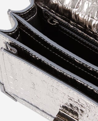 The Kooples DAMEN ANTIC SILVER emily – kleine silberne ledertasche mit krokodileffekt