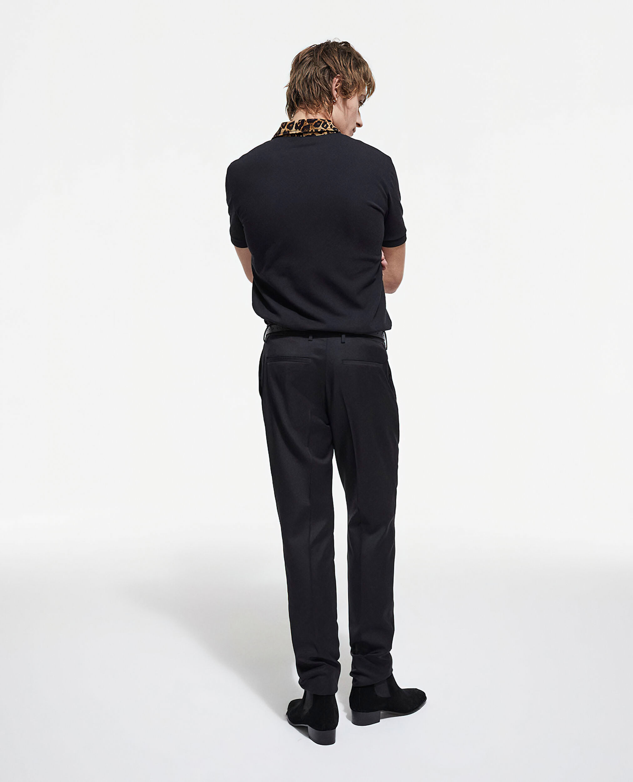 Polo with leopard print collar, BLACK, hi-res image number null