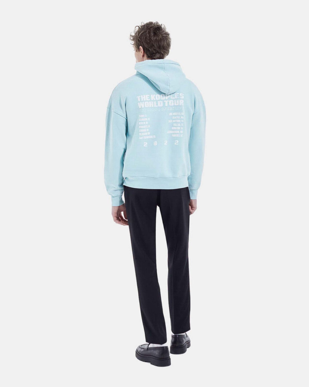 The Kooples HOMME BLUE SKY sweat capuche bleu ciel oversize print