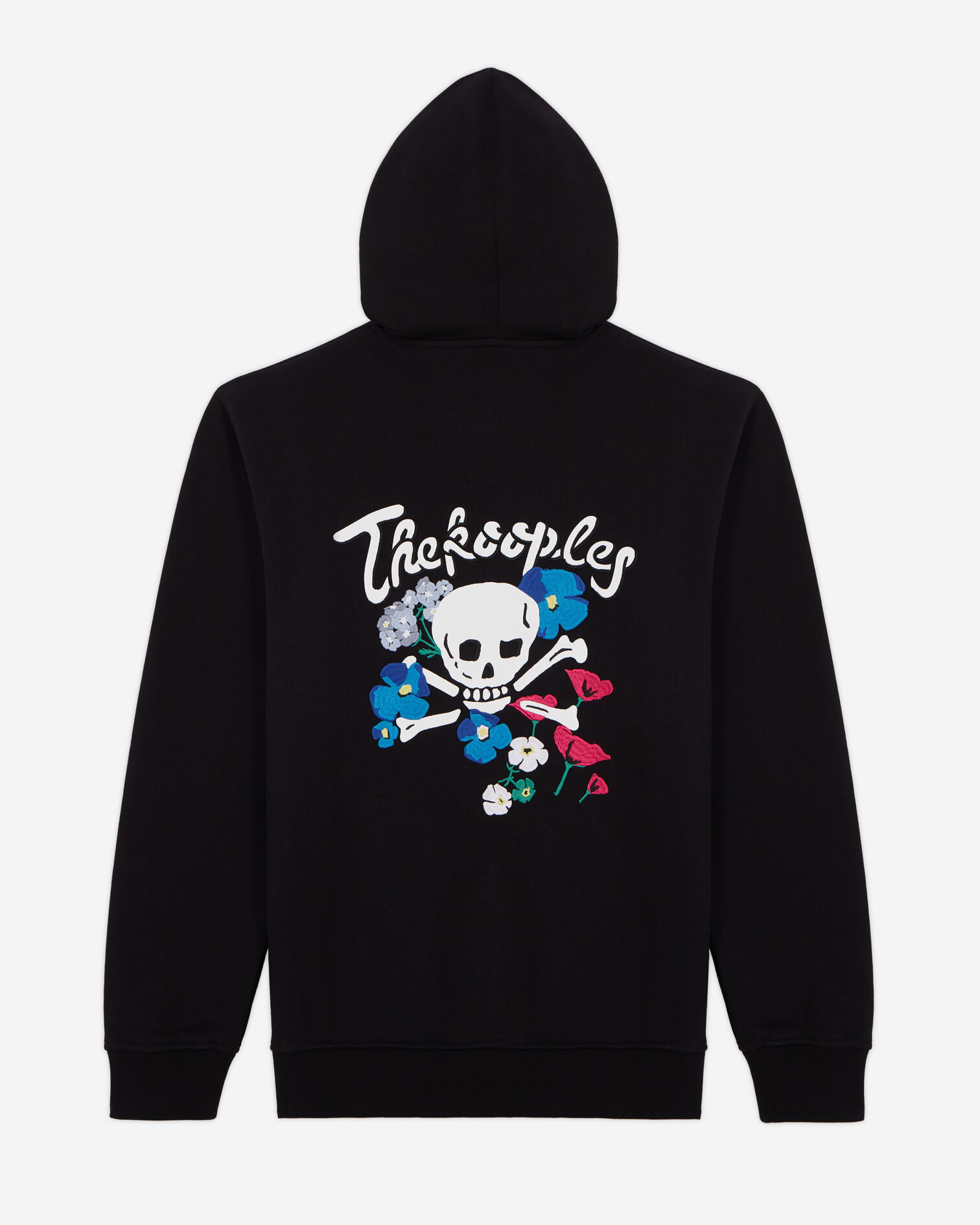 Zipped black hooded sweatshirt with embroidery, BLACK, hi-res image number null