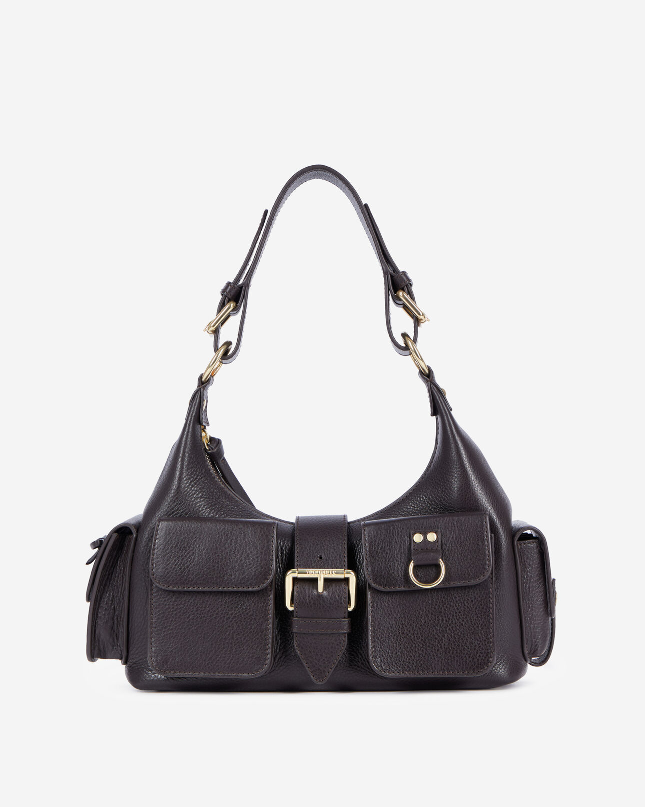 The Kooples FEMME BROWN sac amelia en cuir grainé marron