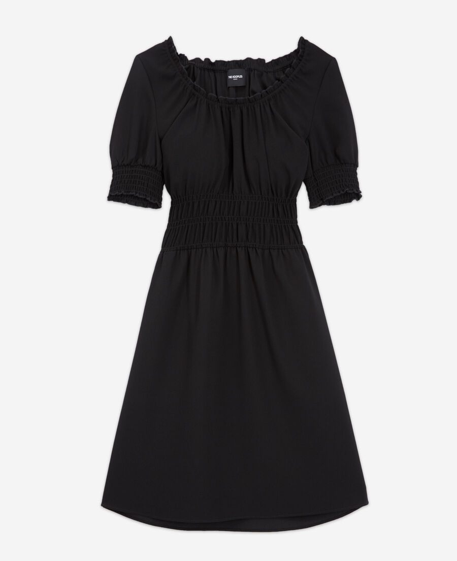 short light black dress with puffed sleeves