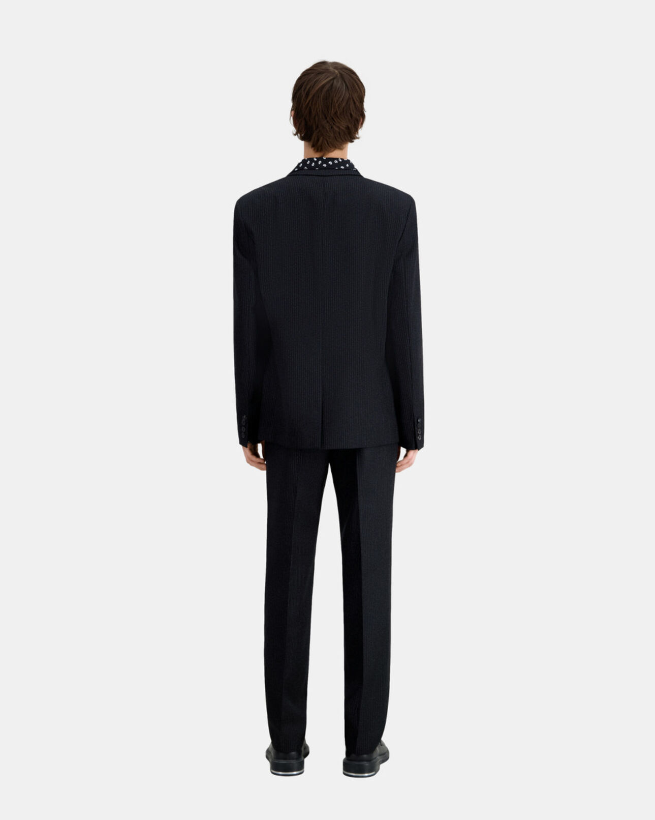 The Kooples HOMME BLACK-ECRU veste noire en laine à rayures tennis