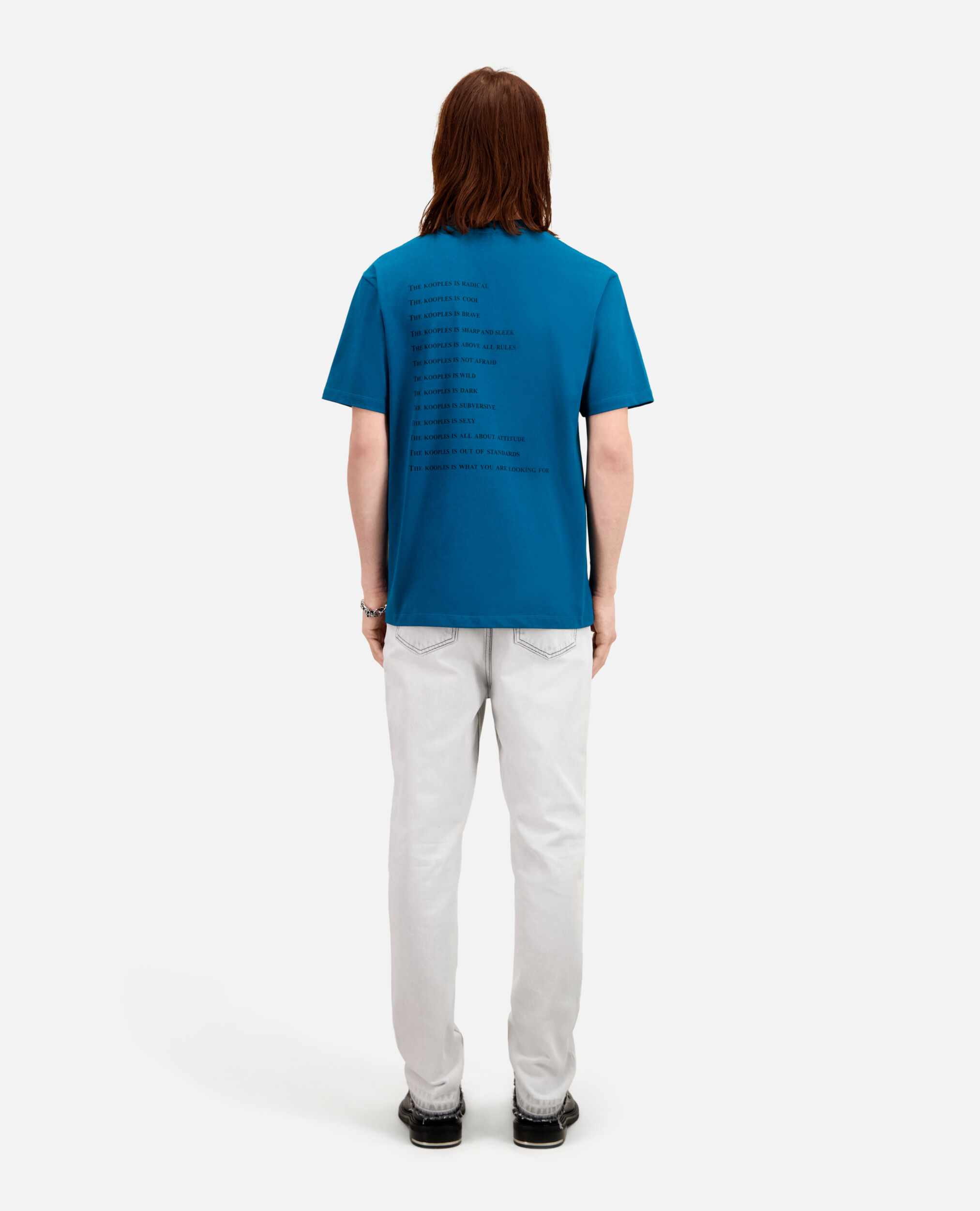 Blaues T-Shirt Herren mit „What is“-Schriftzug, MEDIUM BLUE, hi-res image number null