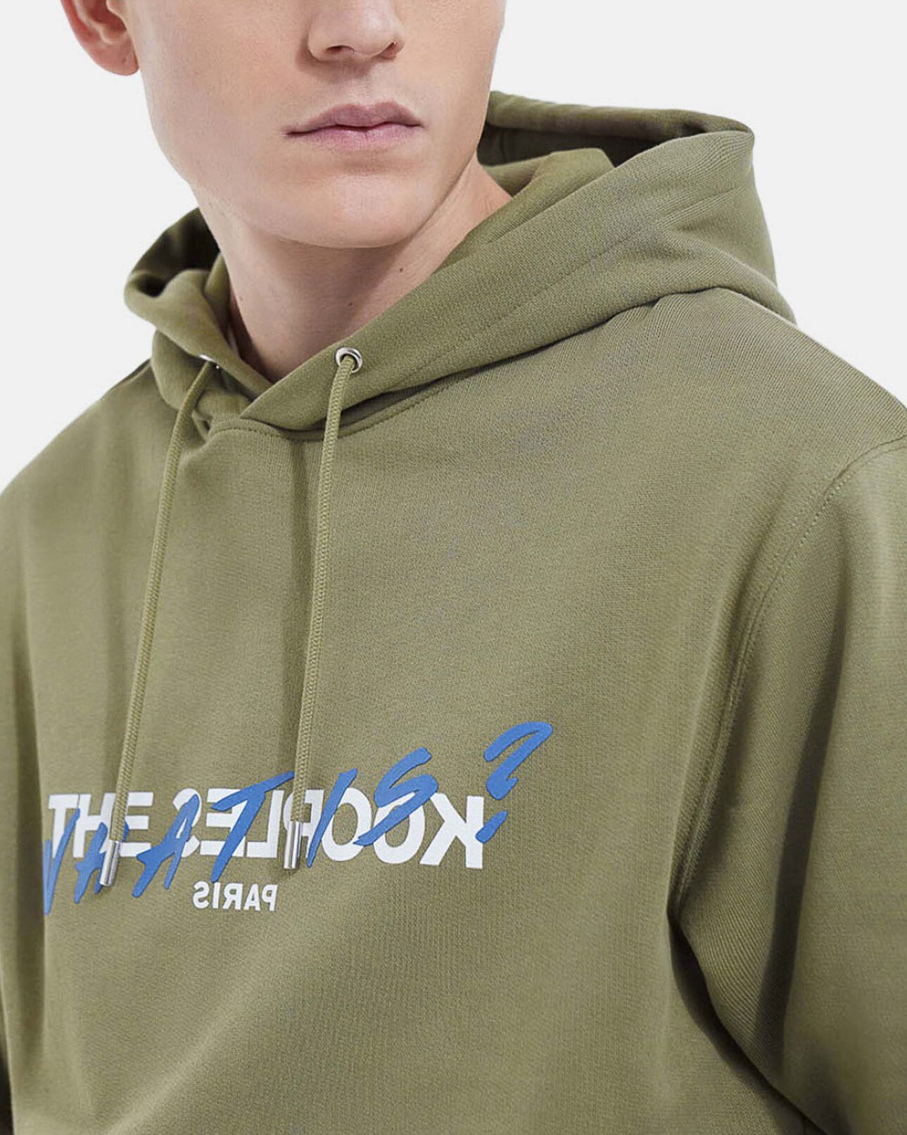 The Kooples HOMME KAKI sweat capuche coton kaki logo what is