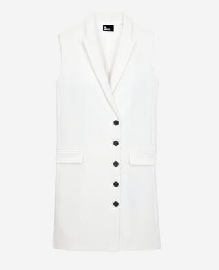 The Kooples MUJER ECRU vestido corto de crepé blanco