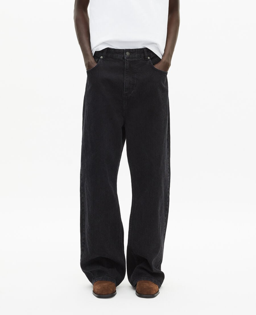 The Kooples HOMME BLACK WASHED jean baggy effet côtelé noir
