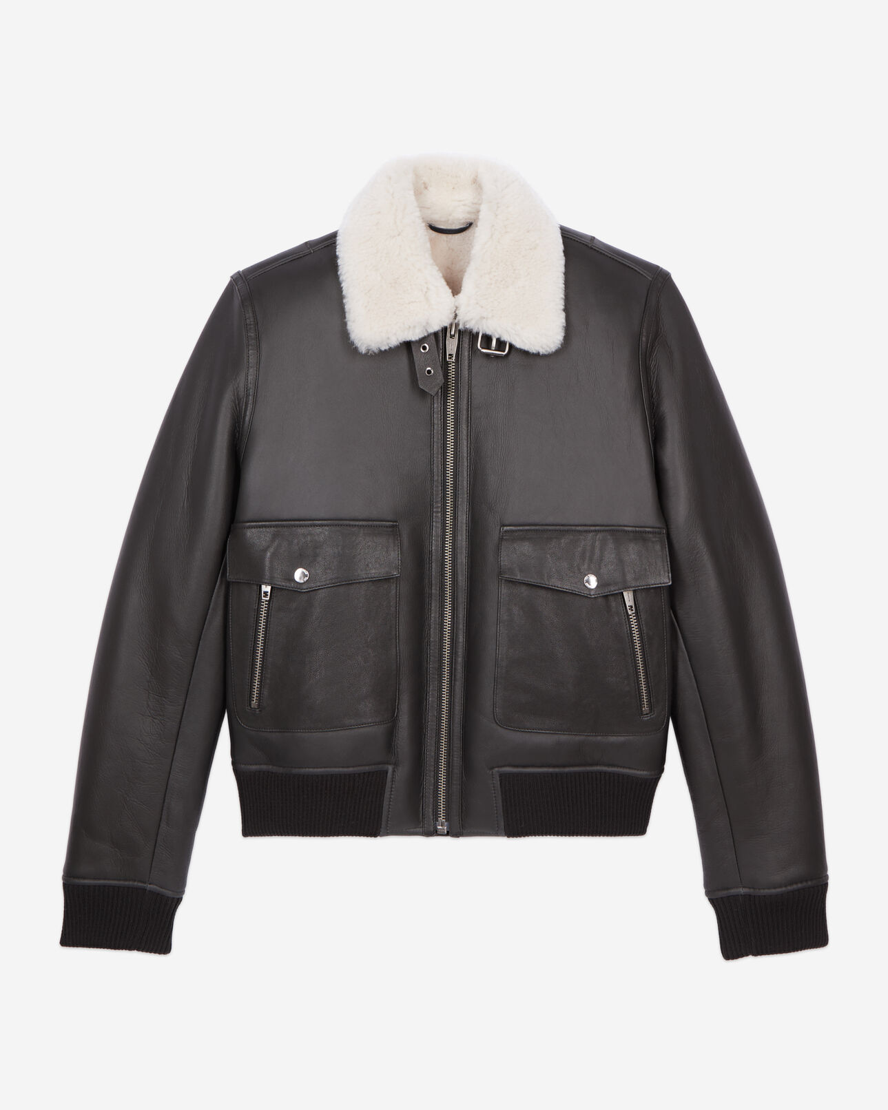 The Kooples HOMME BLACK peau lainée courte noire