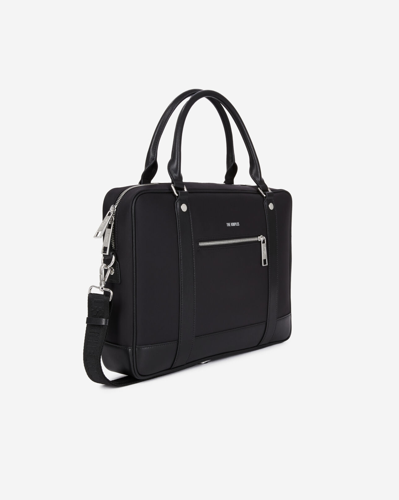 The Kooples HOMME BLACK porte-documents en cuir et fibre nylon noir