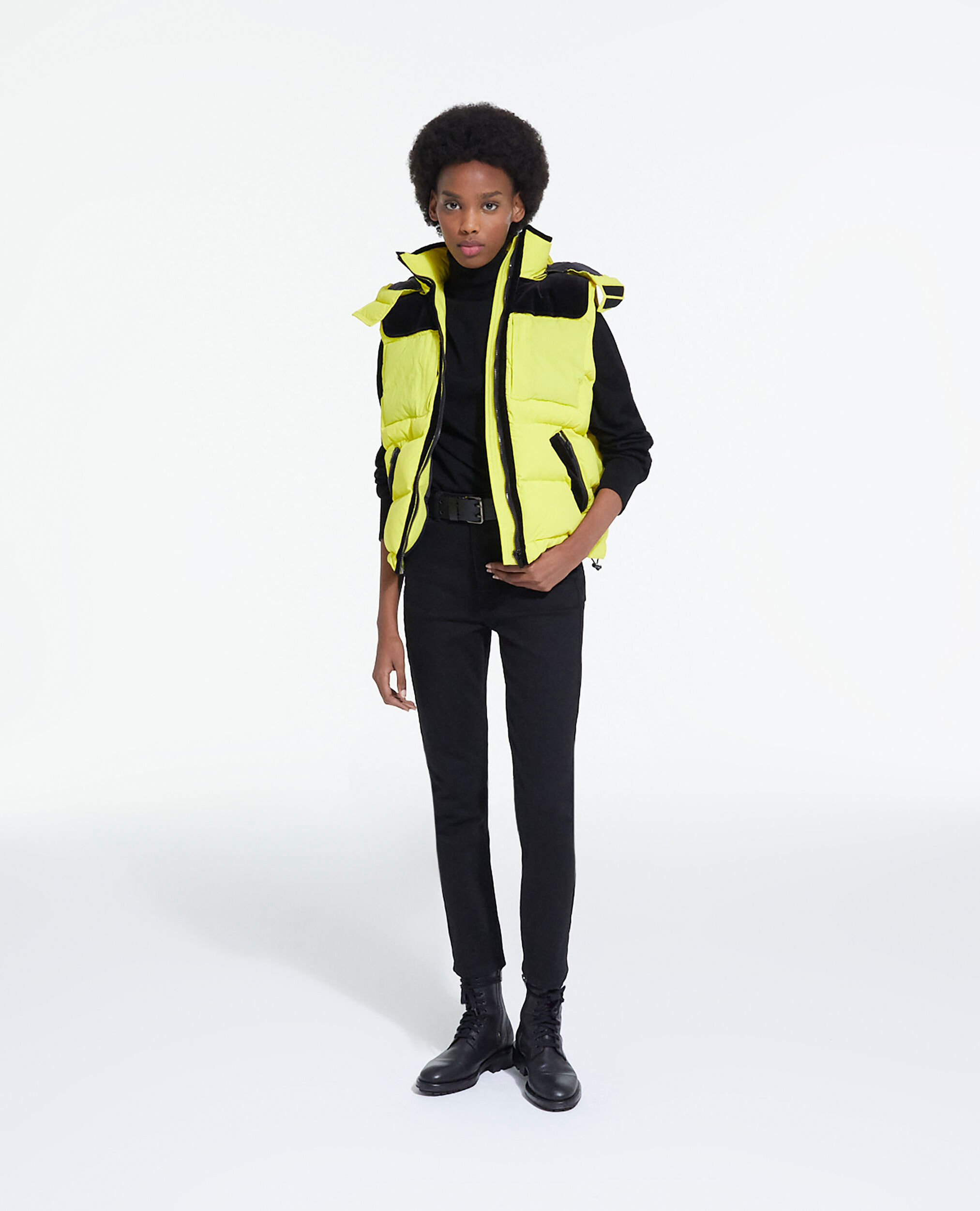 Yellow sleeveless down jacket, YELLOW FLUO, hi-res image number null