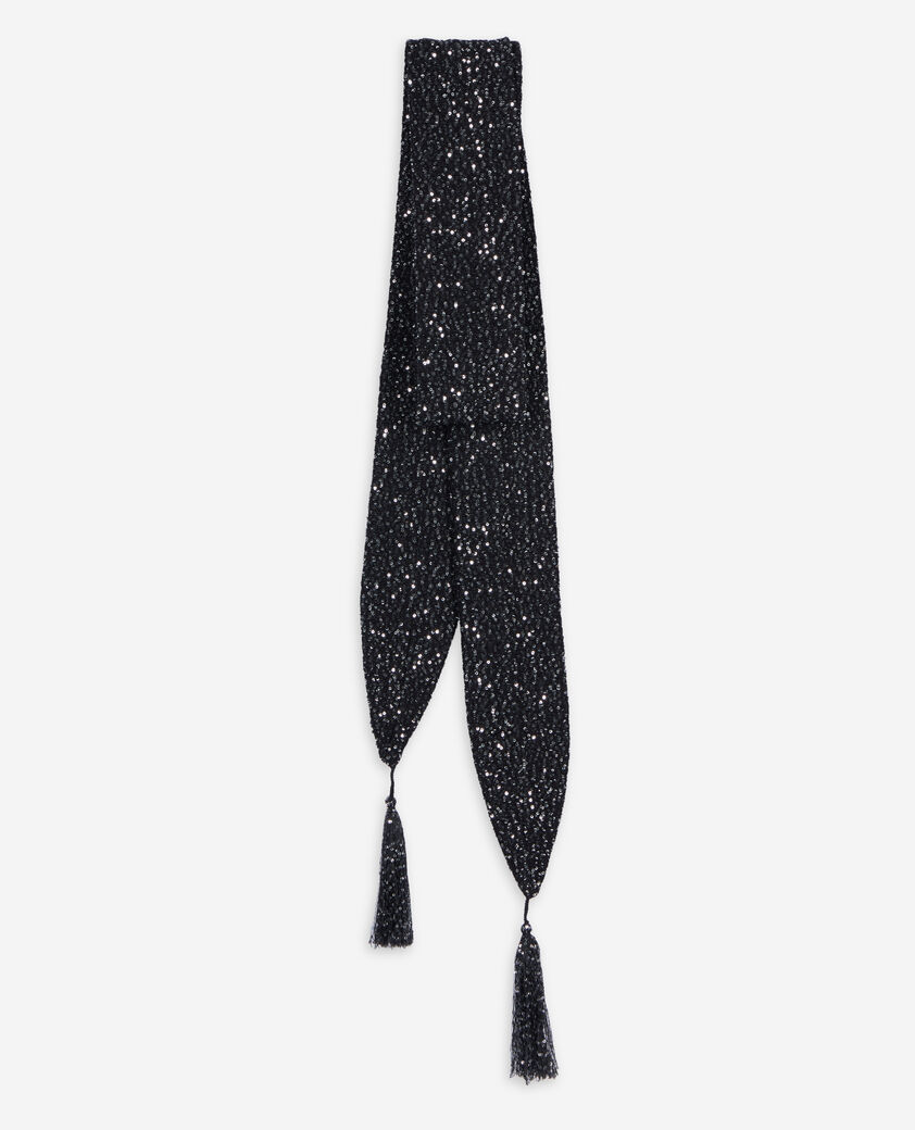 The Kooples WOMEN BLACK black thin sequined knit scarf