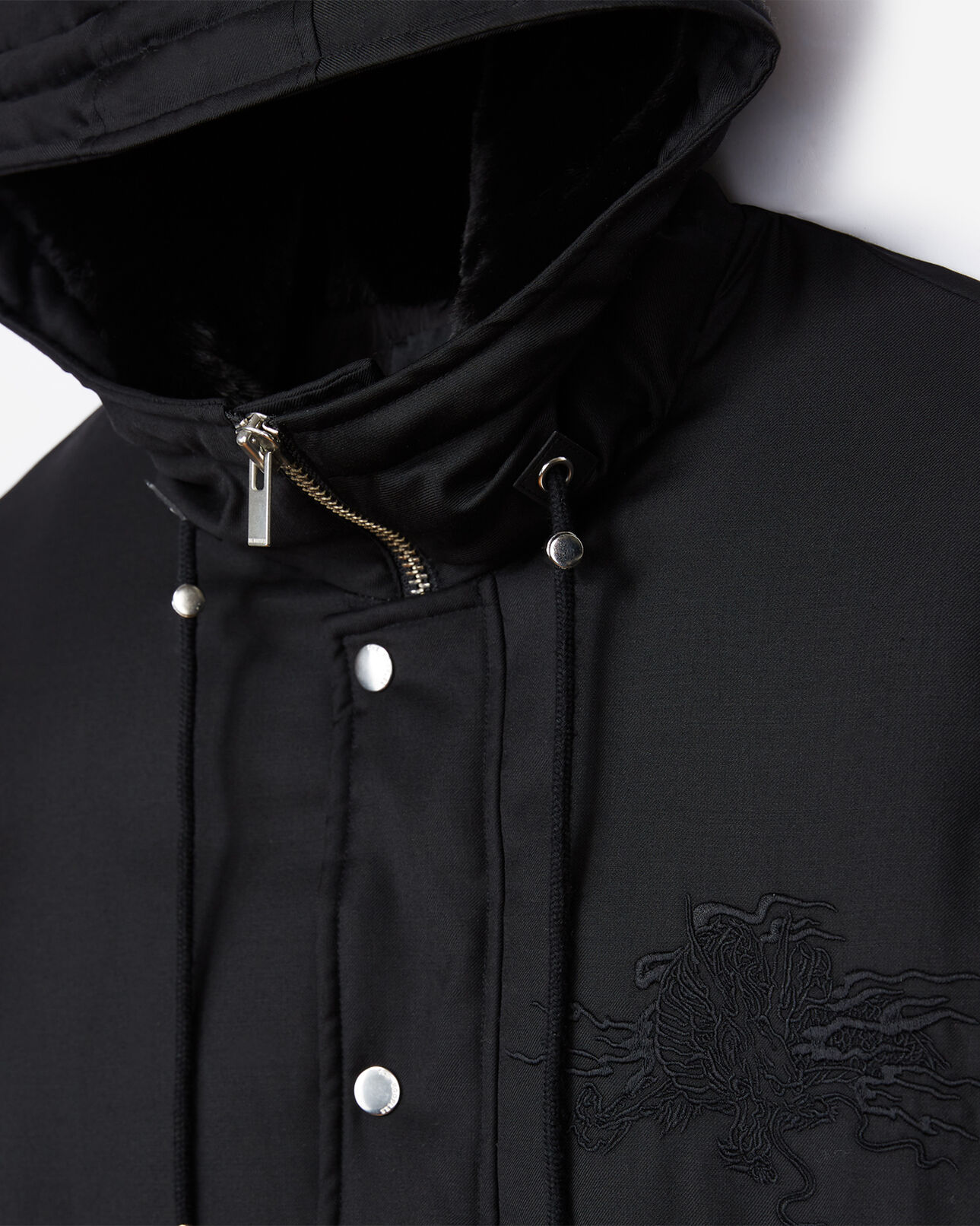 The Kooples HERREN BLACK schwarze daunenjacke mit wildleder- und ledereinsätzen