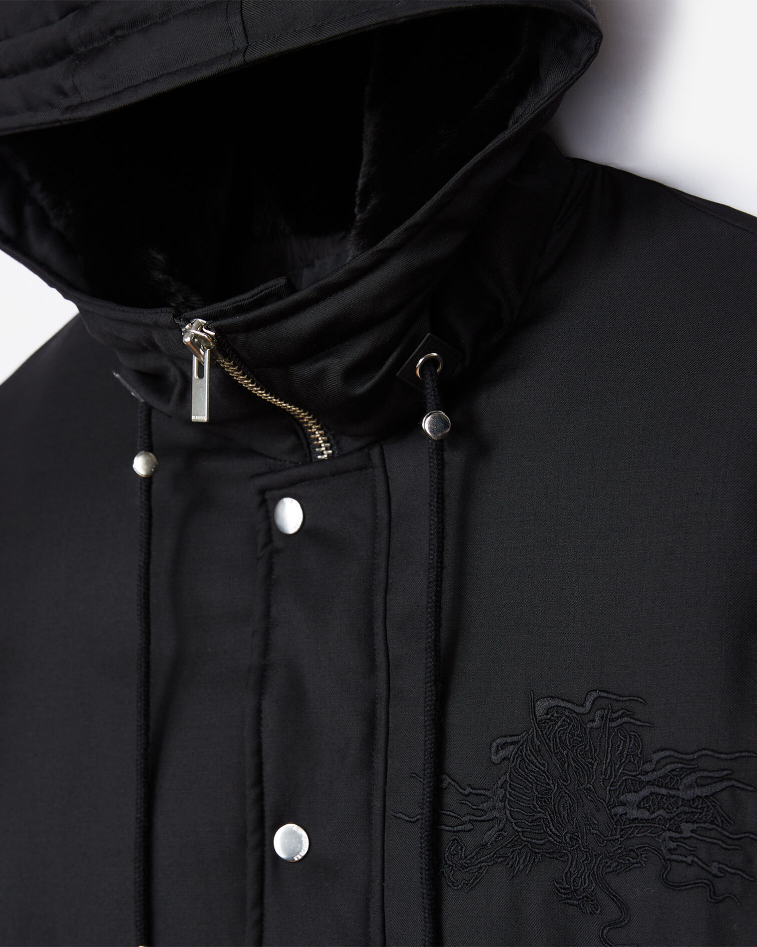 Schwarze Daunenjacke mit Wildleder- und Ledereinsätzen, BLACK, hi-res image number null