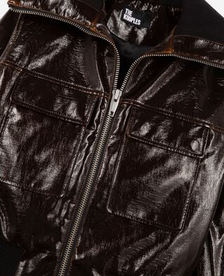 The Kooples WOMEN CAFE brown vinyl-effect jacket