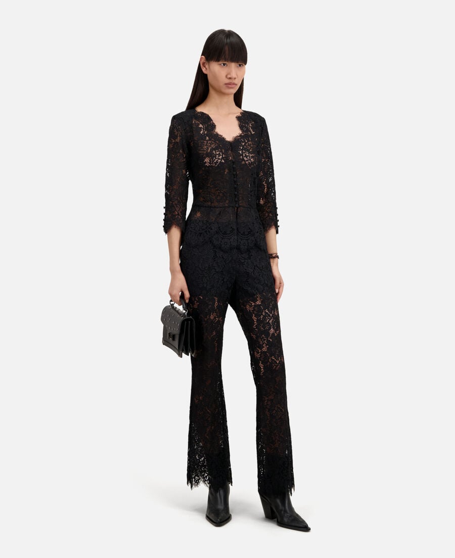 The Kooples F BLACK black lace trousers