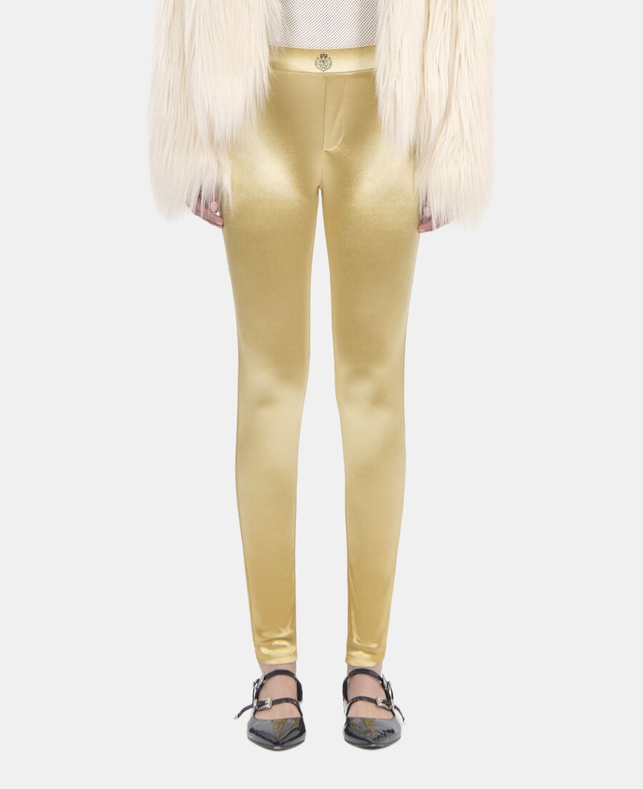 The Kooples F ANTIC GOLD golden satin leggings