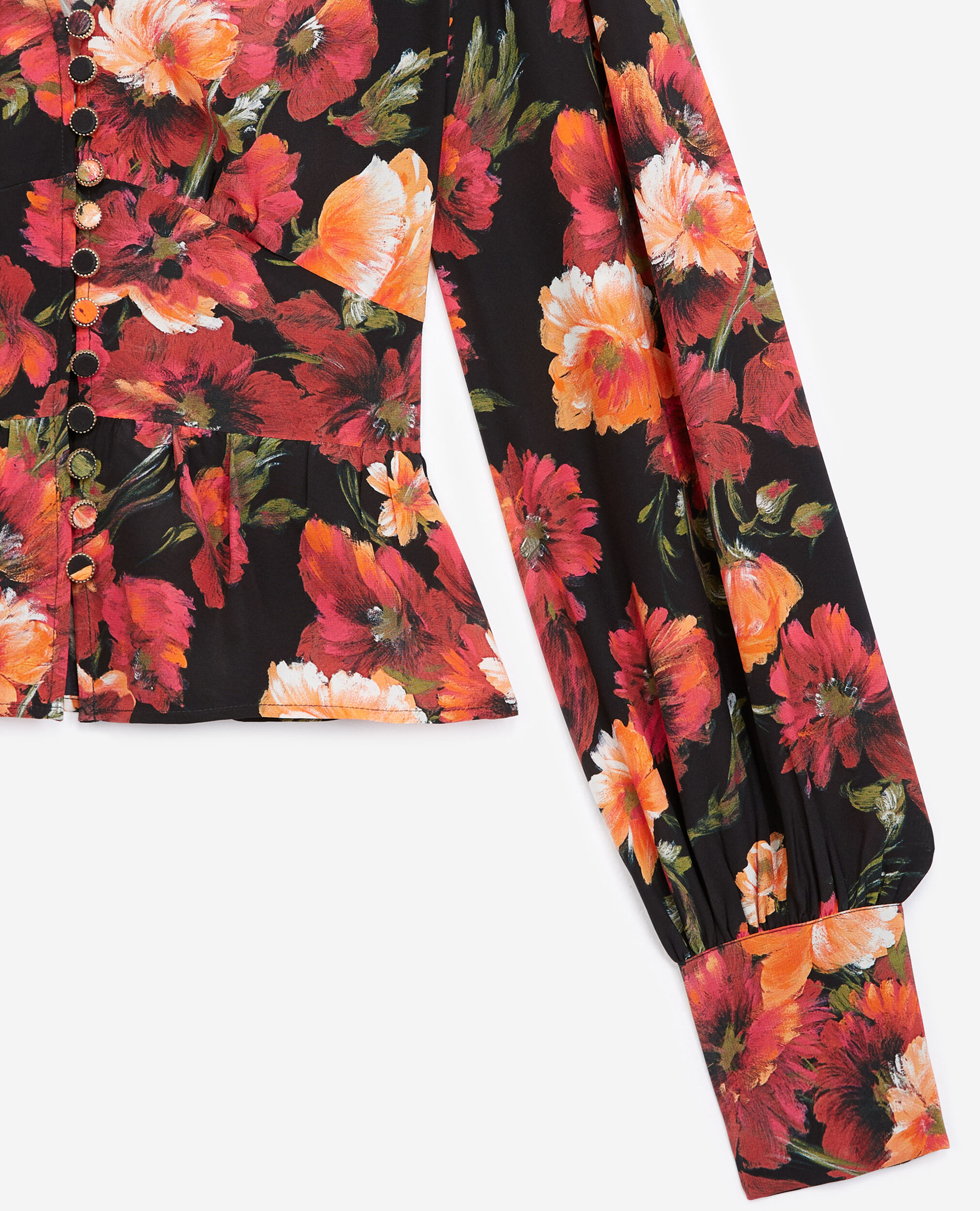 Seiden-Top mit orangenem Blumenprint, MULTICOLOR, hi-res image number null