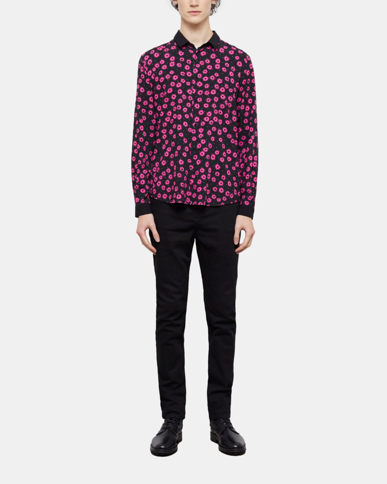 Chemise col classique imprimée, BLACK / PINK, hi-res image number null