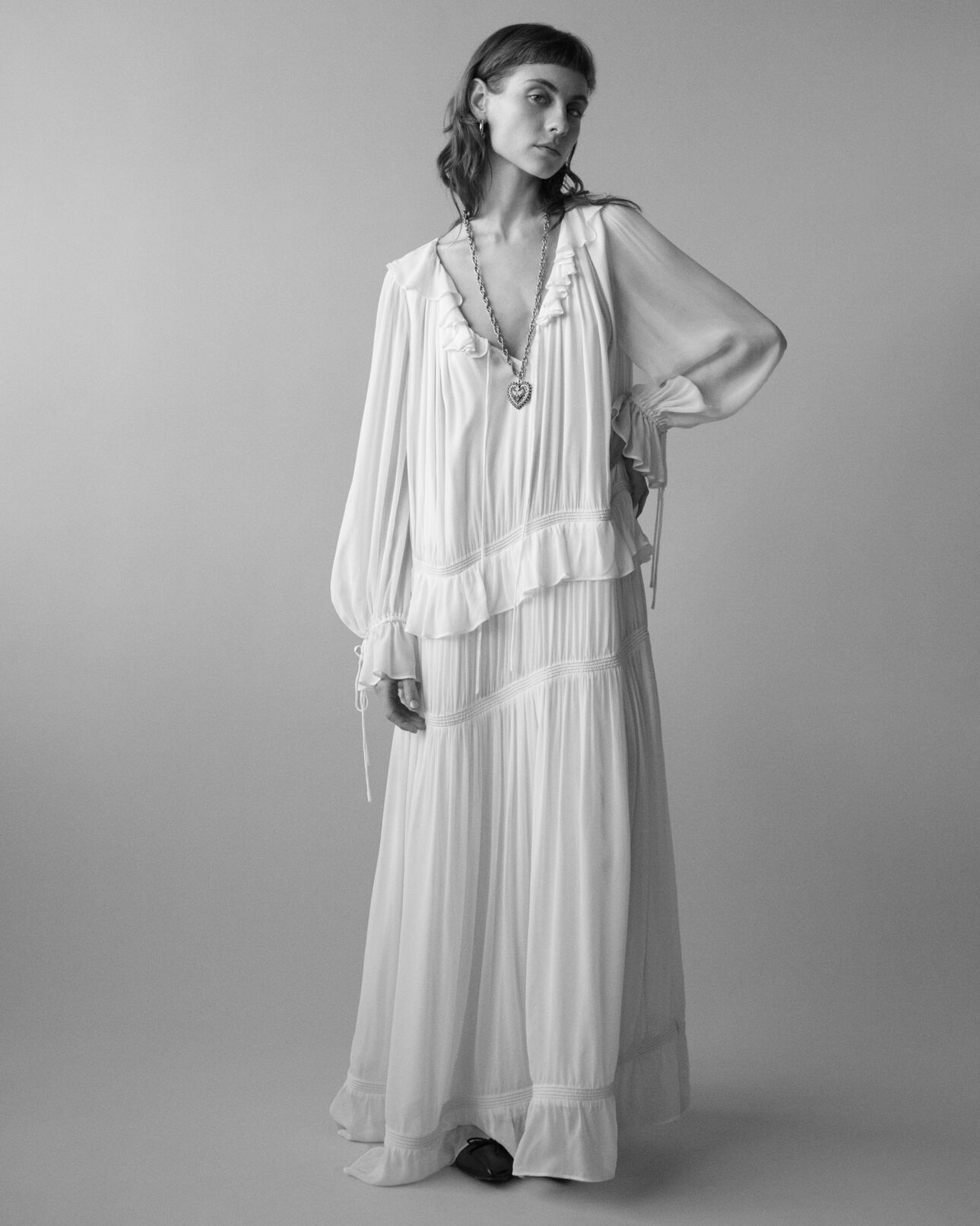 The Kooples WOMEN ECRU ecru lavaliere collar dress