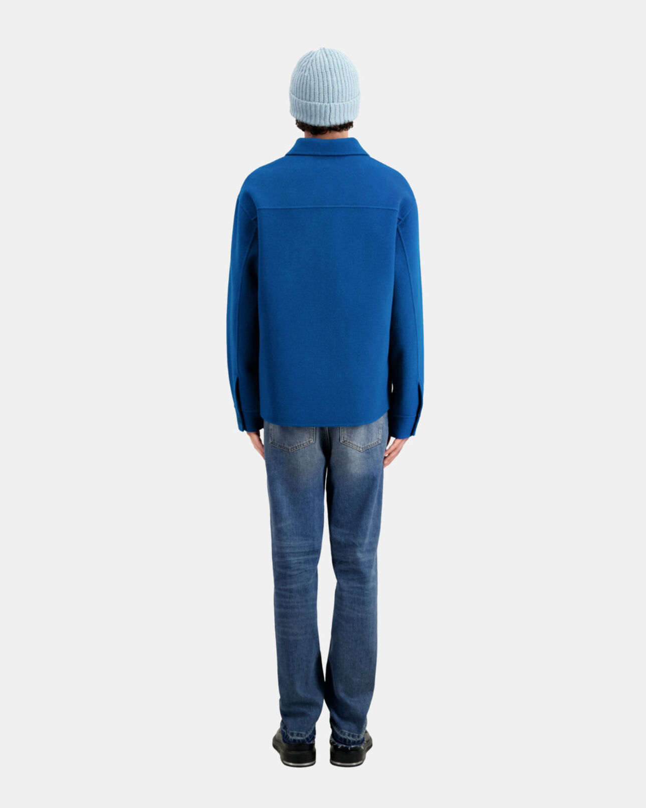 The Kooples HOMME MEDIUM BLUE blouson type surchemise bleu en laine