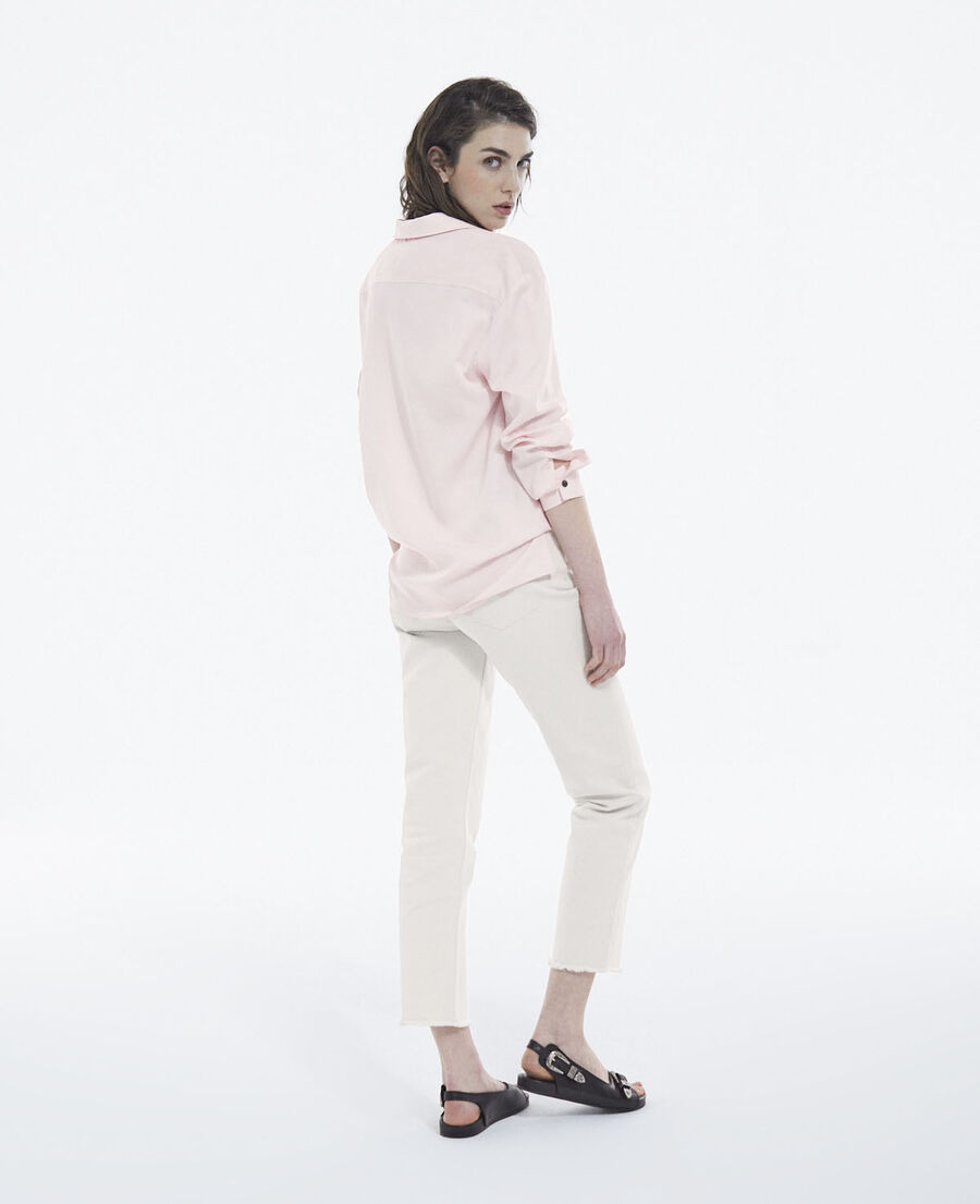 chemise oversize rose tencel boutonnée