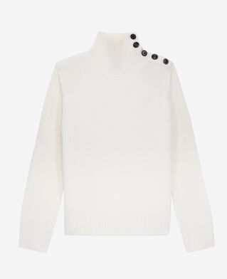 The Kooples F ECRU ecru wool sweater with bijou buttons