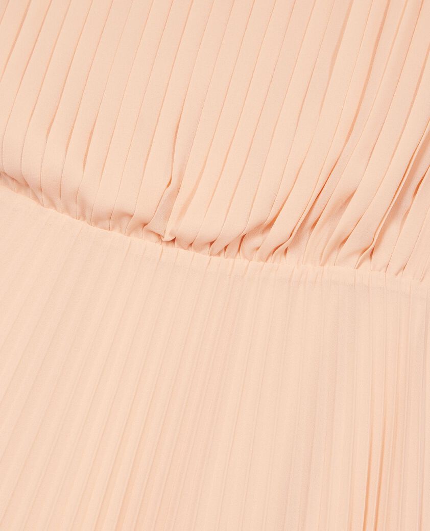 The Kooples FEMME NUDE POUDRE robe longue asym&eacute;trique pliss&eacute;e p&ecirc;che