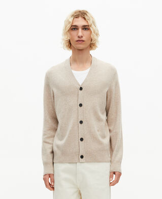 The Kooples MEN BEIGE MELANGE beige cashmere cardigan