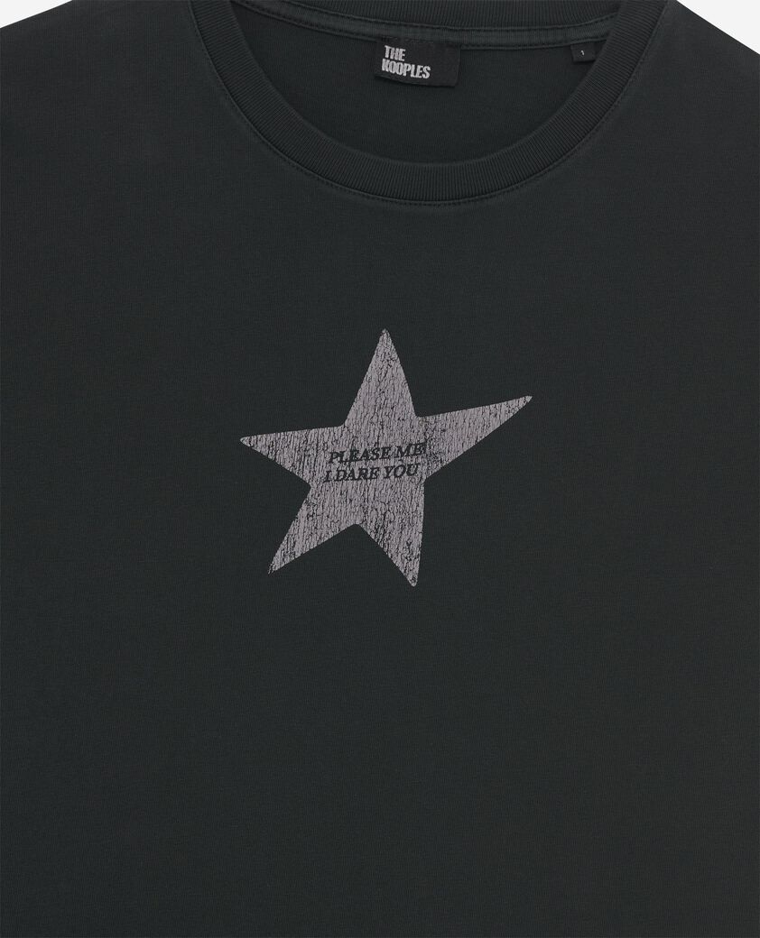 The Kooples DAMEN BLACK WASHED t-shirt mit schwarzem siebdruck