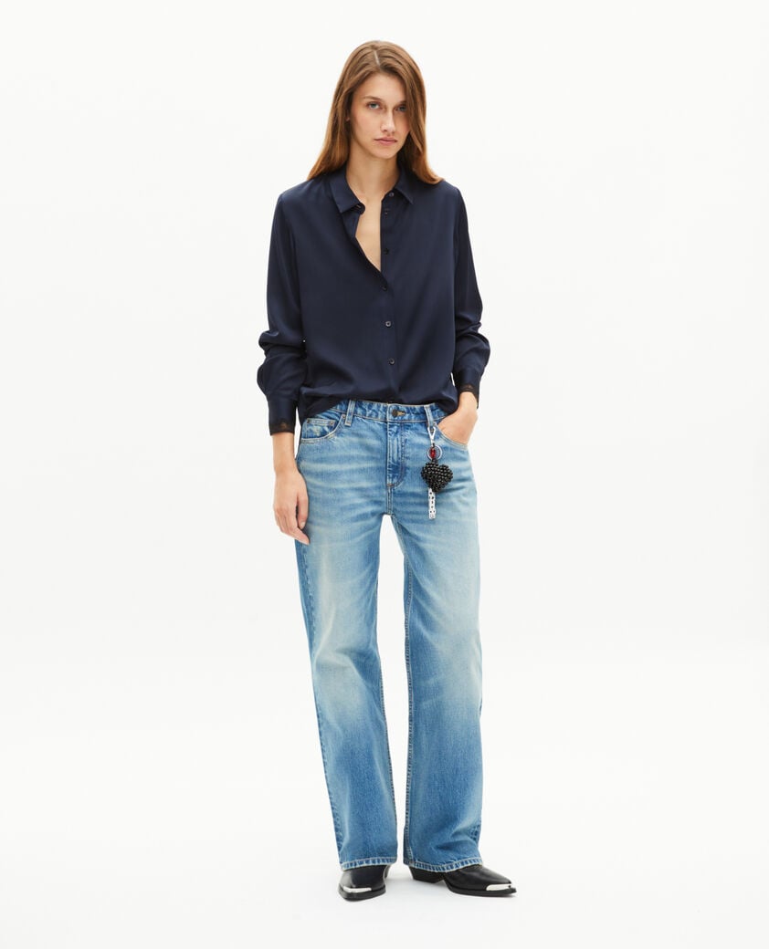 The Kooples FEMME NAVY chemise en soie marine