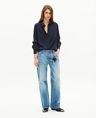 The Kooples FEMME NAVY chemise en soie marine
