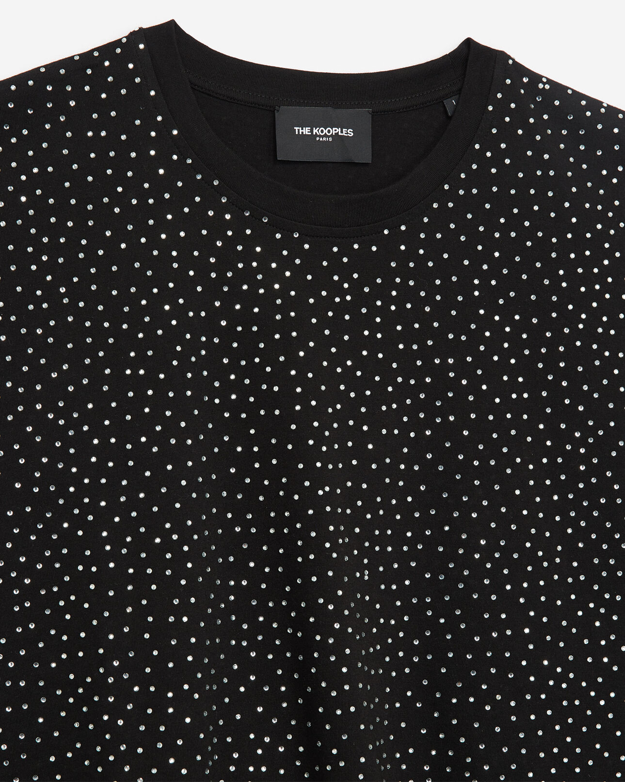 The Kooples DAMEN BLACK schwarzes damen-t-shirt aus strassbesetzter baumwolle