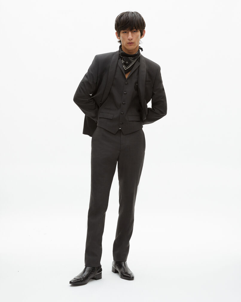 The Kooples HERREN BLACK GREY schwarze karierte anzugjacke aus wollmischung