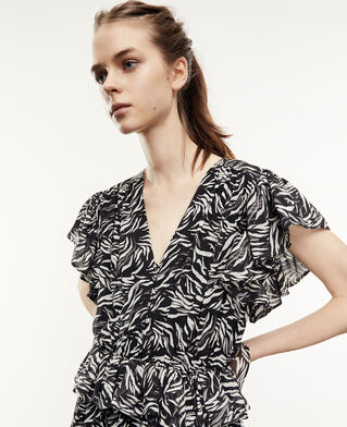 The Kooples WOMEN BLACK WHITE short black and white zebra-print dress