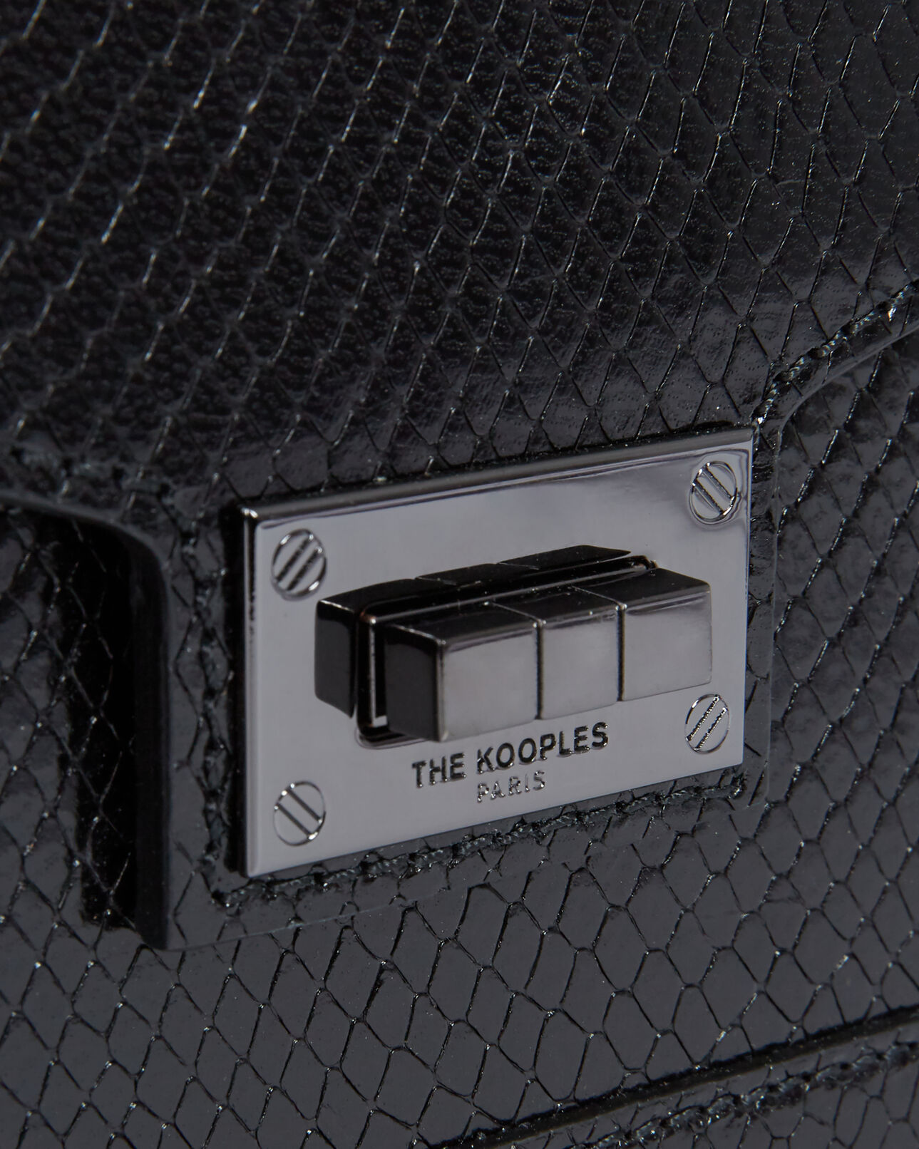The Kooples WOMEN BLACK emily small bag in black python-effect leather