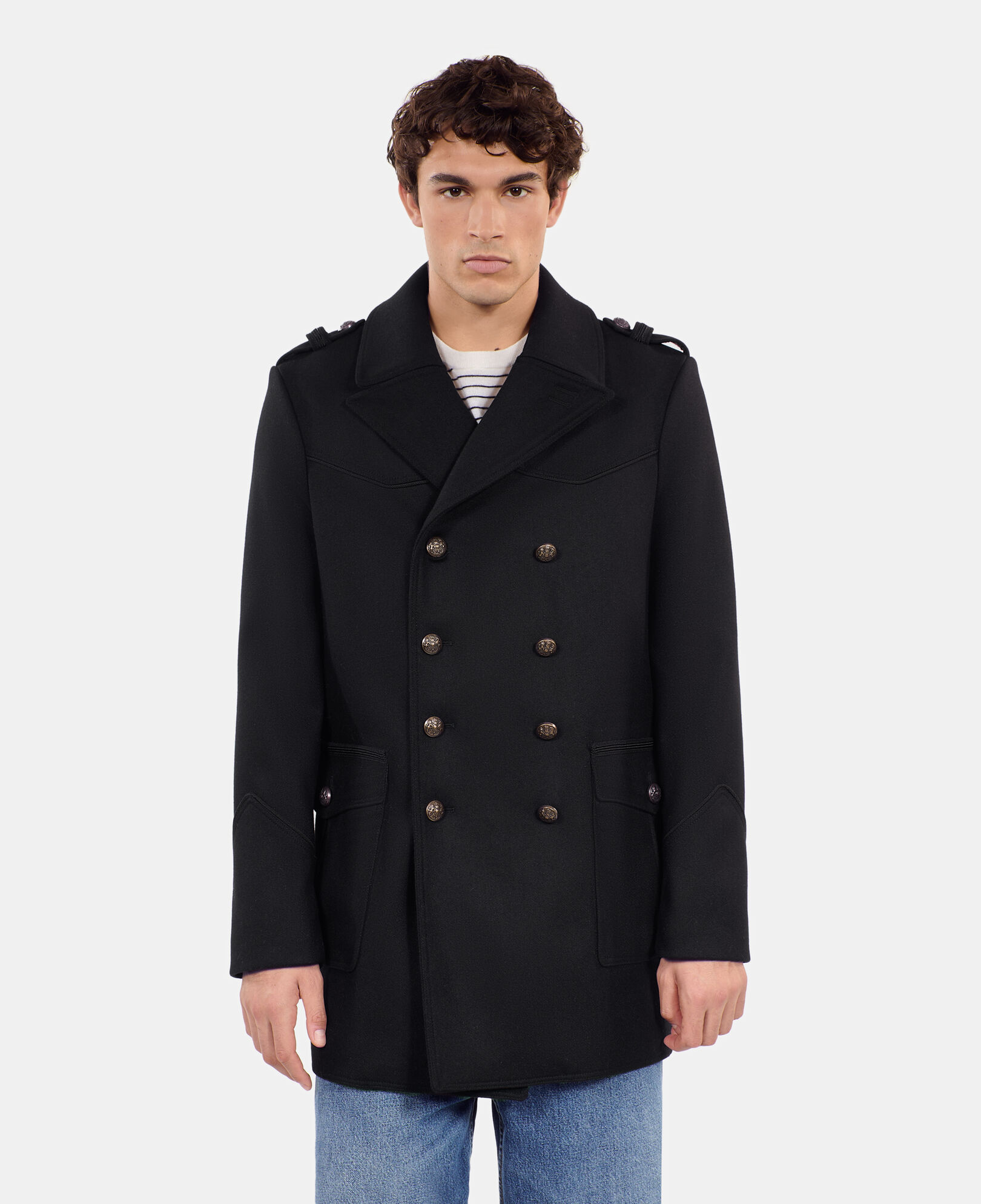 The Kooples HOMME BLACK caban style officier noir