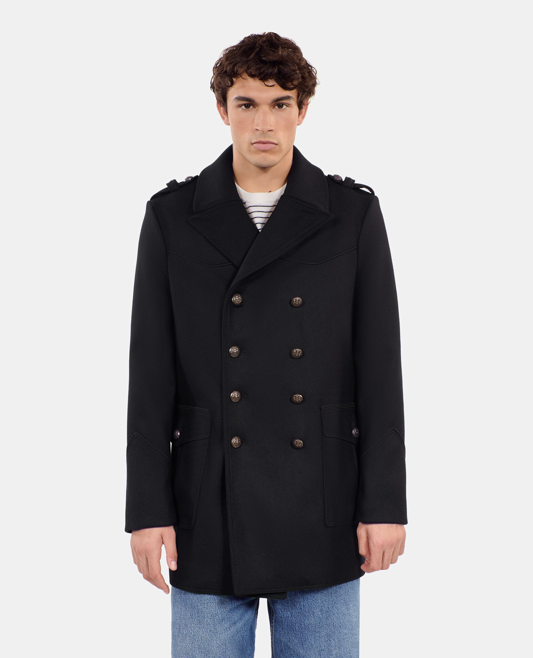 Caban style officier noir, BLACK, hi-res image number null