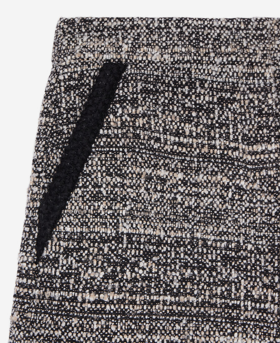pantalón corto negro blanco tweed