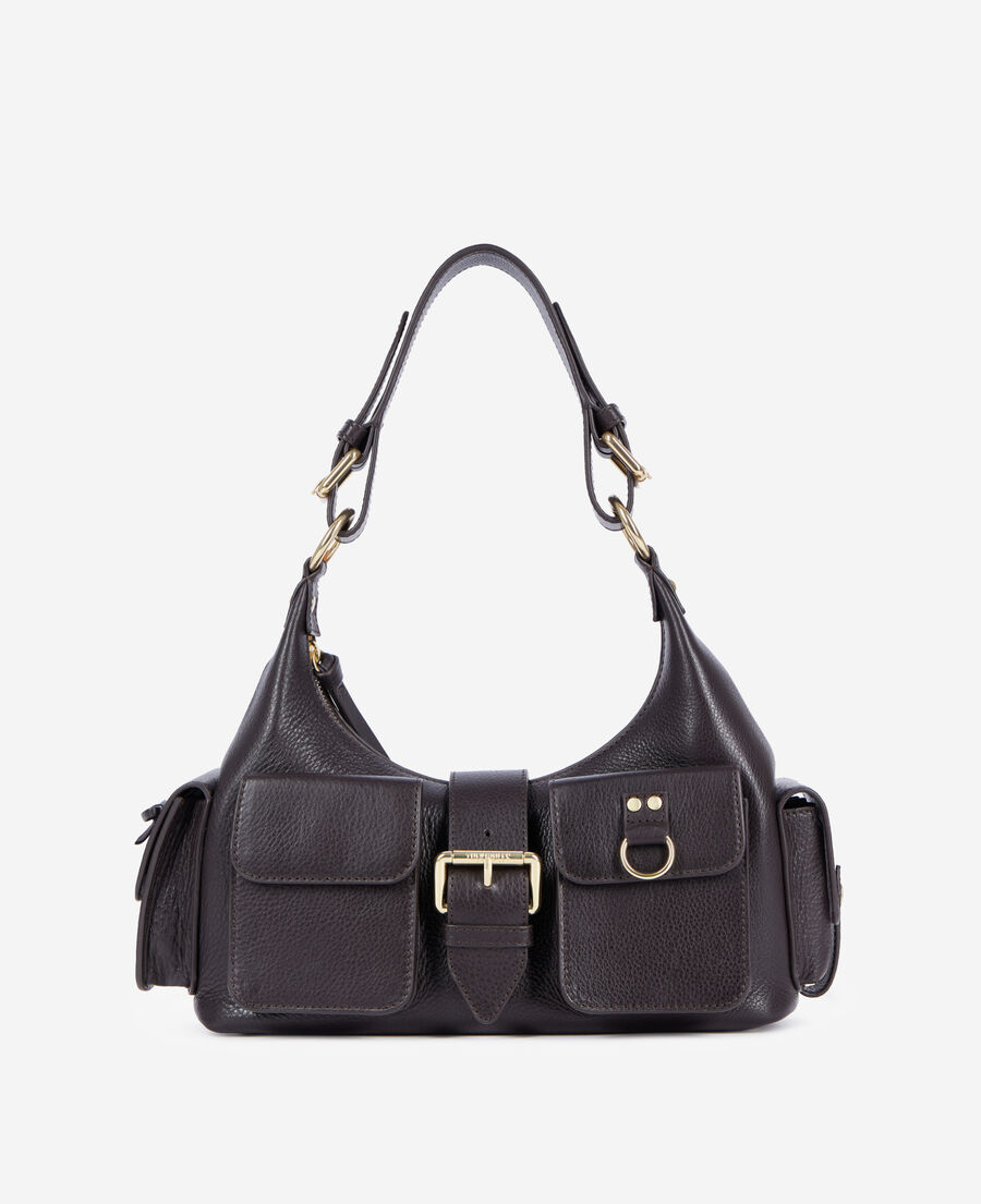 The Kooples F BROWN amelia bag in brown grained leather