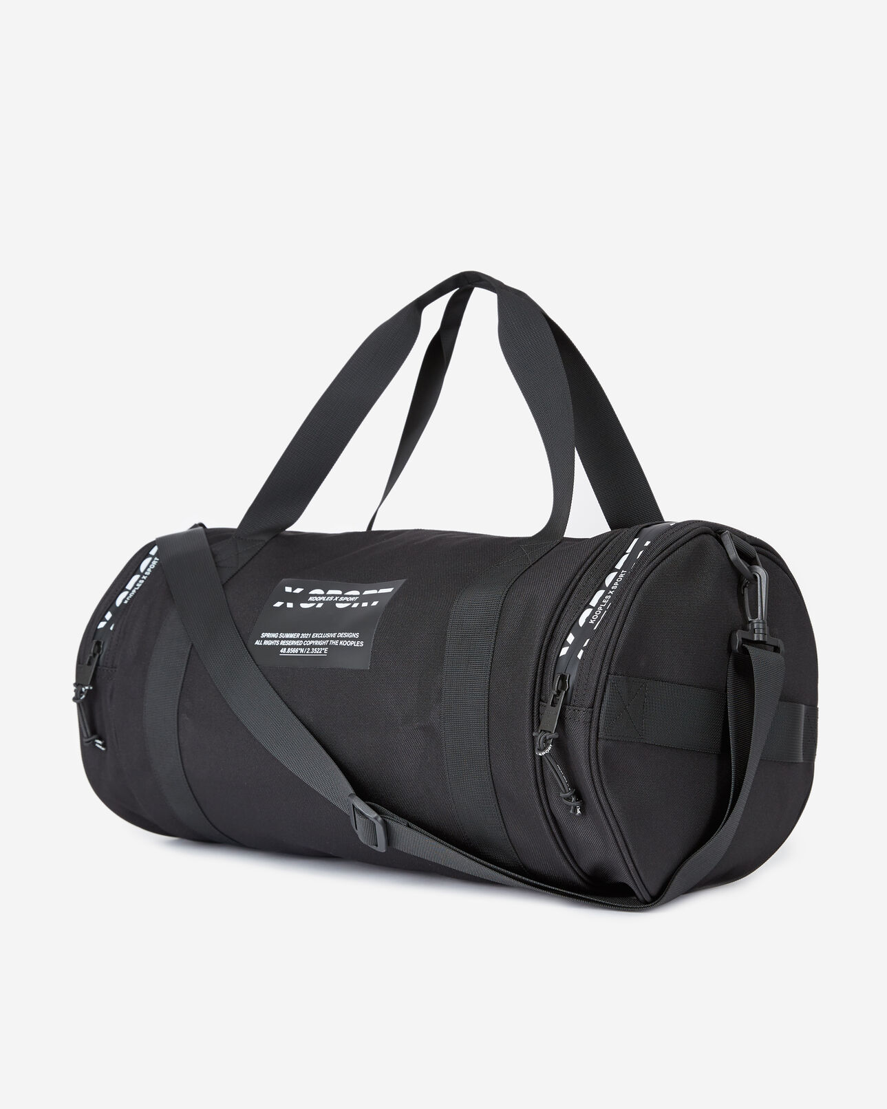 The Kooples HOMME BLACK sac de sport coton noir détails blancs