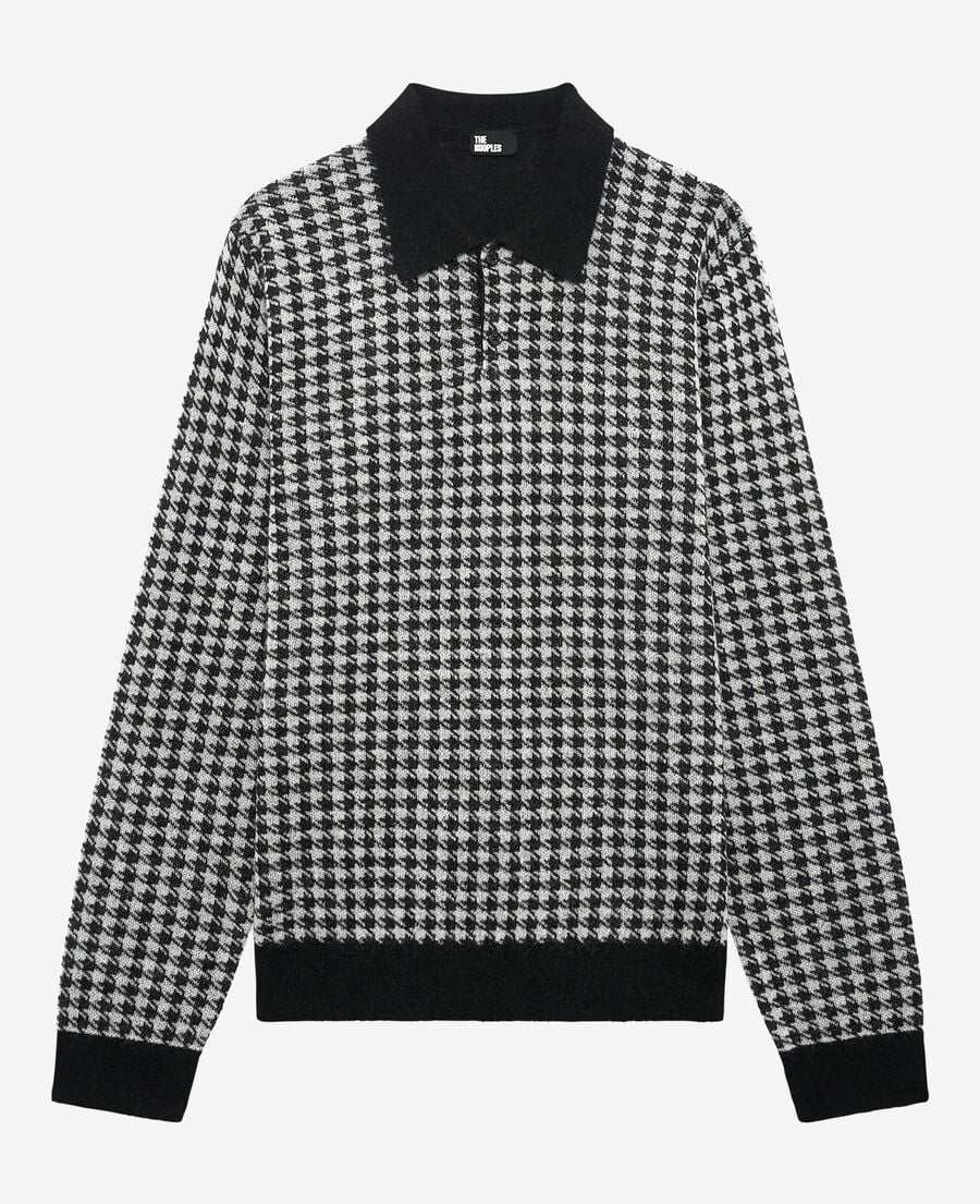The Kooples HOMME BLACK WHITE pull en pied de poule noir