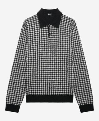 The Kooples HOMME BLACK WHITE pull en pied de poule noir