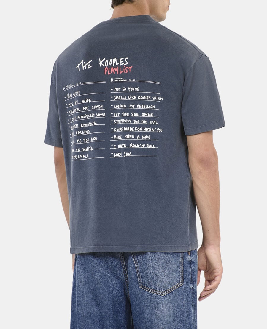 The Kooples MEN CARBONE carbon blue screen printed t-shirt
