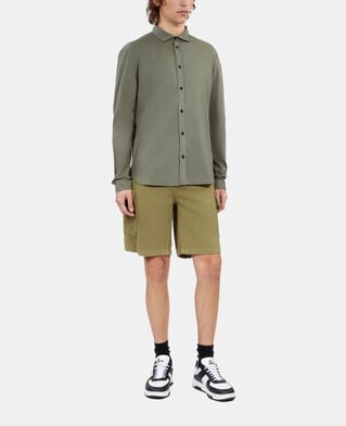 The Kooples H WOOD KAKI green cotton voile shirt